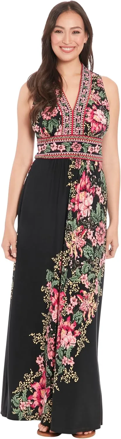 London Times Women's V-Neck Sleeveless Maxi
