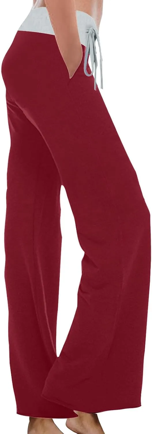 Loose Fit for Women Fall Summer Sport Athletic High Cut Flare Wide Leg Trousers Pants Women 2025