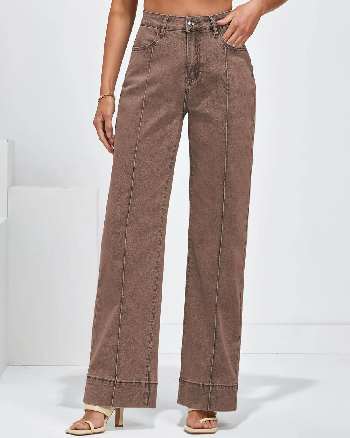 luvamia Wide Leg Jeans for Women Trendy High Waist Straight Leg Baggy Jeans Stretchy Denim Pants Trouser Jeans