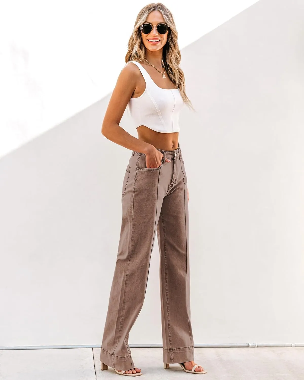luvamia Wide Leg Jeans for Women Trendy High Waist Straight Leg Baggy Jeans Stretchy Denim Pants Trouser Jeans