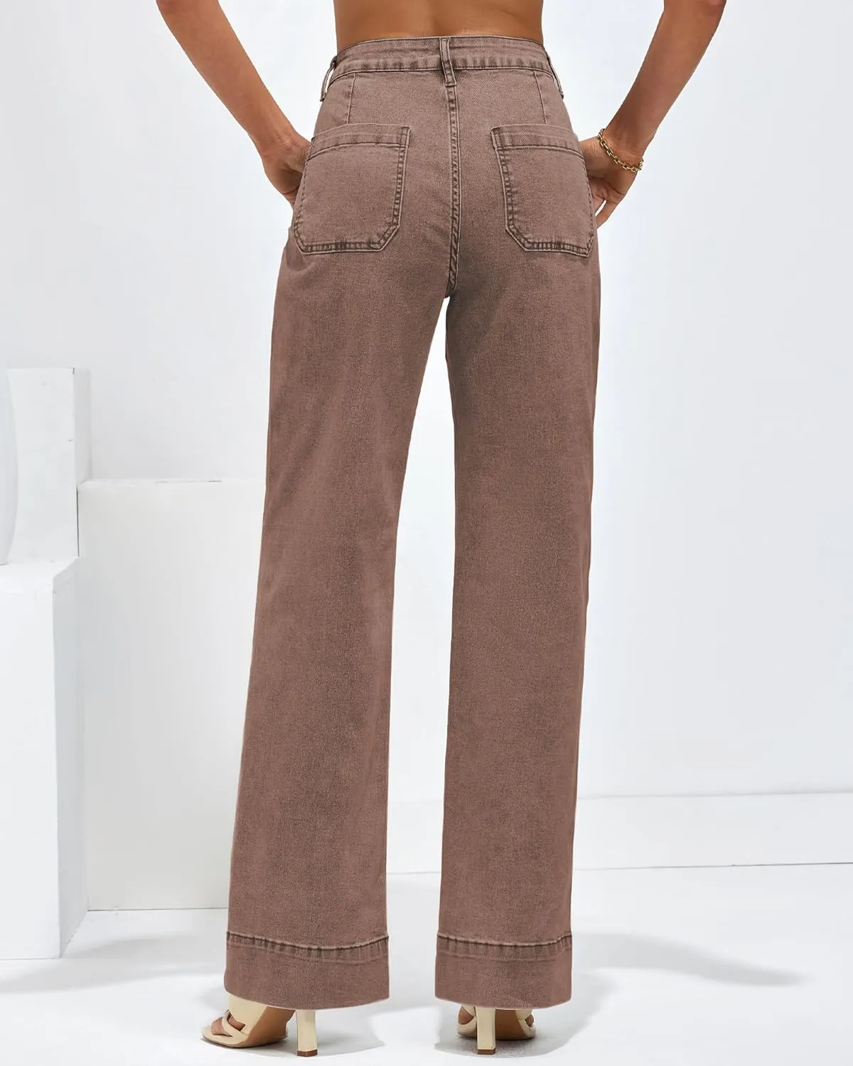 luvamia Wide Leg Jeans for Women Trendy High Waist Straight Leg Baggy Jeans Stretchy Denim Pants Trouser Jeans