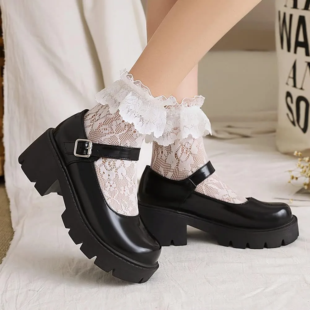 Mary Jane Platform Shoes for Women Wedges Lolita Shoes School Shoes