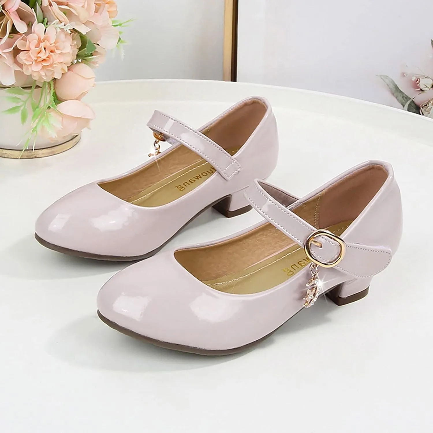 Mary Jane Shoes for Girls Low Heel Dress Shoes Flower Girl School Shoes Patent Leather Dress Shoes for Toddler Girls