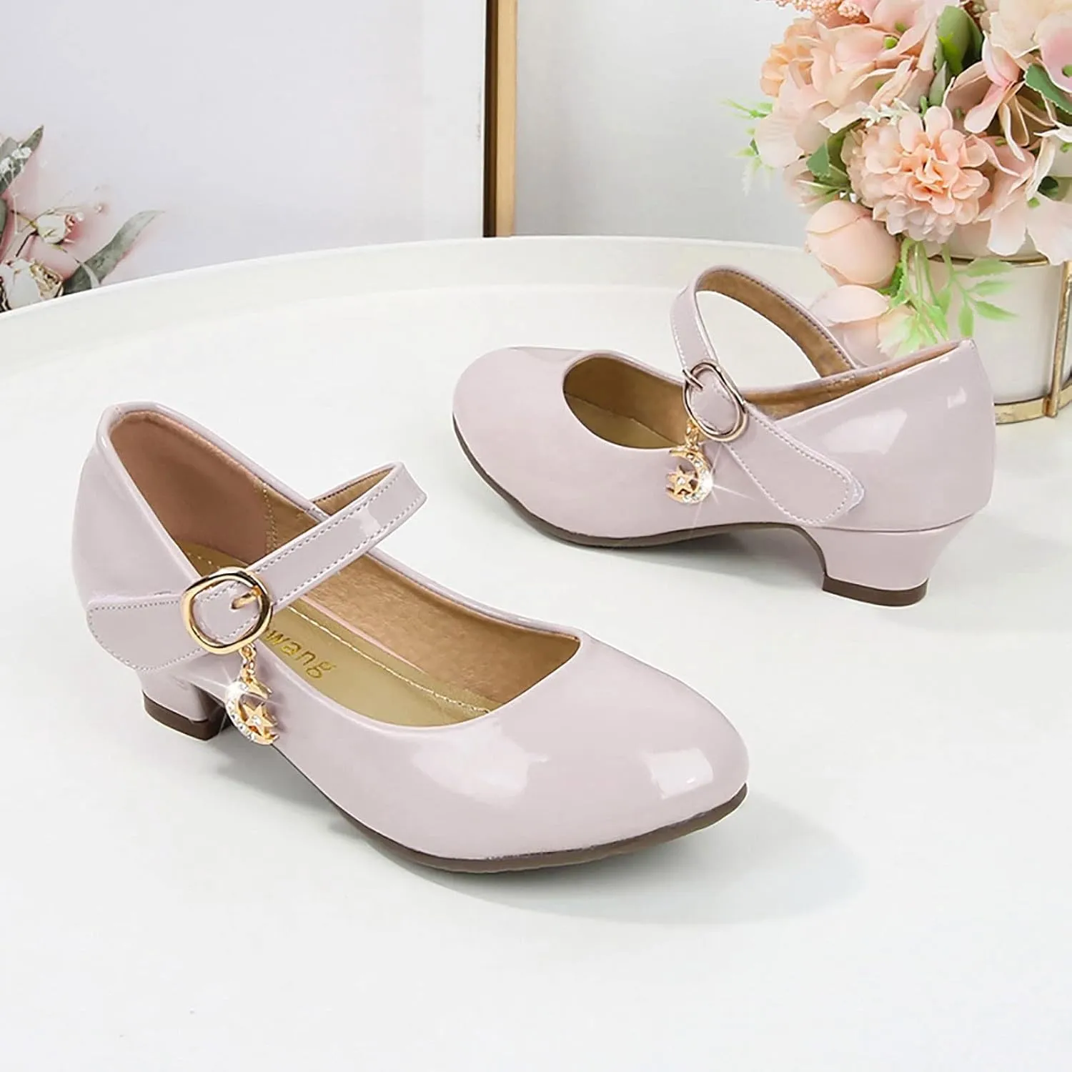 Mary Jane Shoes for Girls Low Heel Dress Shoes Flower Girl School Shoes Patent Leather Dress Shoes for Toddler Girls