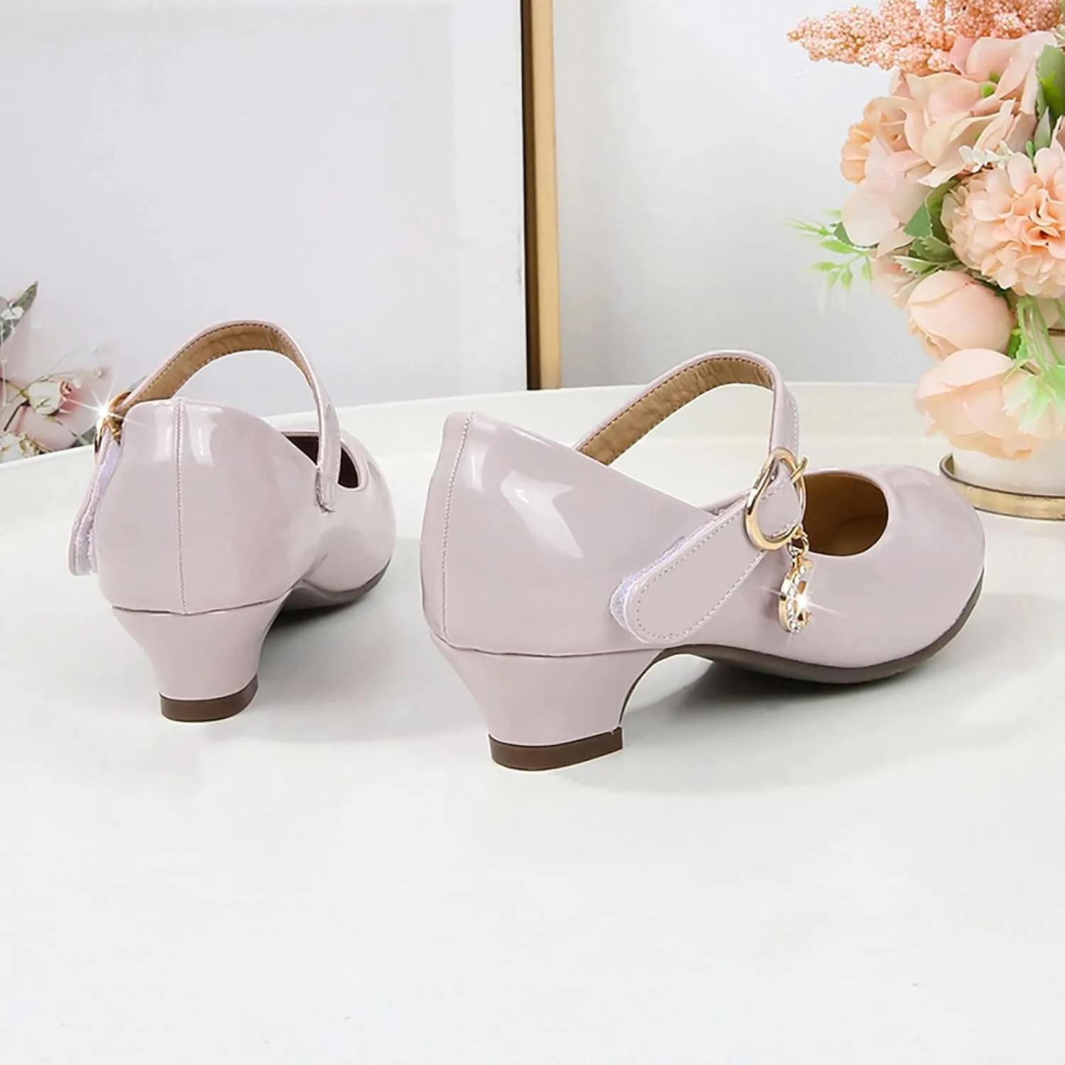 Mary Jane Shoes for Girls Low Heel Dress Shoes Flower Girl School Shoes Patent Leather Dress Shoes for Toddler Girls