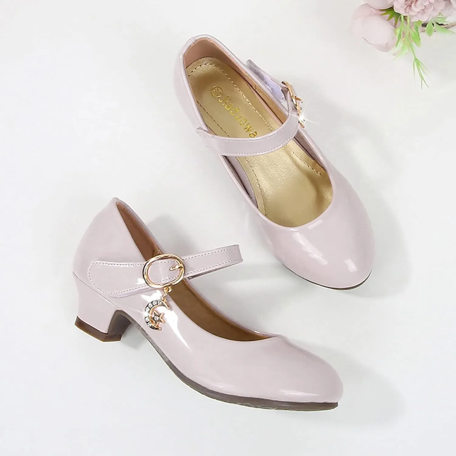 Mary Jane Shoes for Girls Low Heel Dress Shoes Flower Girl School Shoes Patent Leather Dress Shoes for Toddler Girls