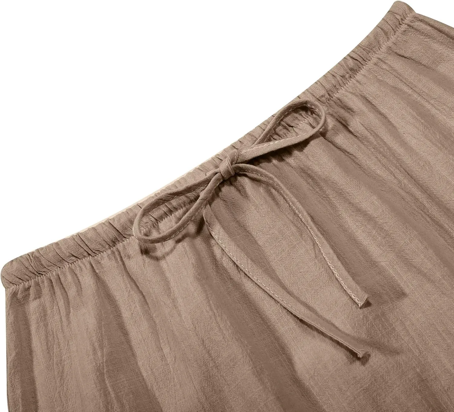 Maxi Skirts for Women Summer Trendy Linen Beach Casual Dresses Low Waist Drawstring Cute Boho Flowy Long A Line Skirt