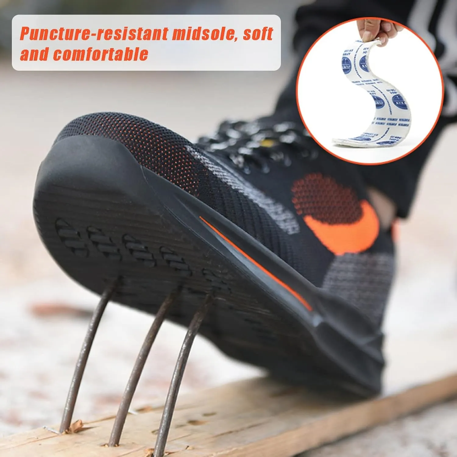 Men's and Women's Anti-Bashing and Anti-stabbing Steel-clad Safety Shoes Lightweight Breathable Non-Slip Work Shoes (Color : Gray-Pink, Size : 5.5)