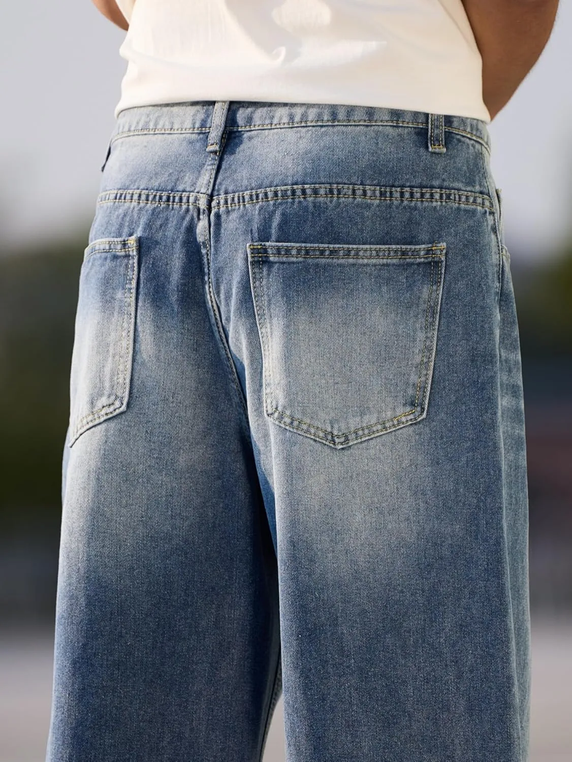 Men's Baggy Jeans Y2K Vintage Wide Leg Denim Pants Hip Hop Extra Loose Skater Jeans Streetwear