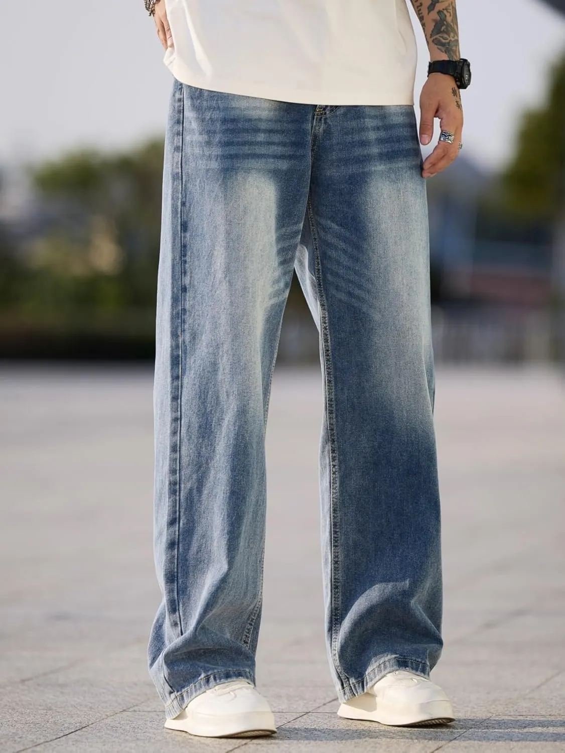 Men's Baggy Jeans Y2K Vintage Wide Leg Denim Pants Hip Hop Extra Loose Skater Jeans Streetwear