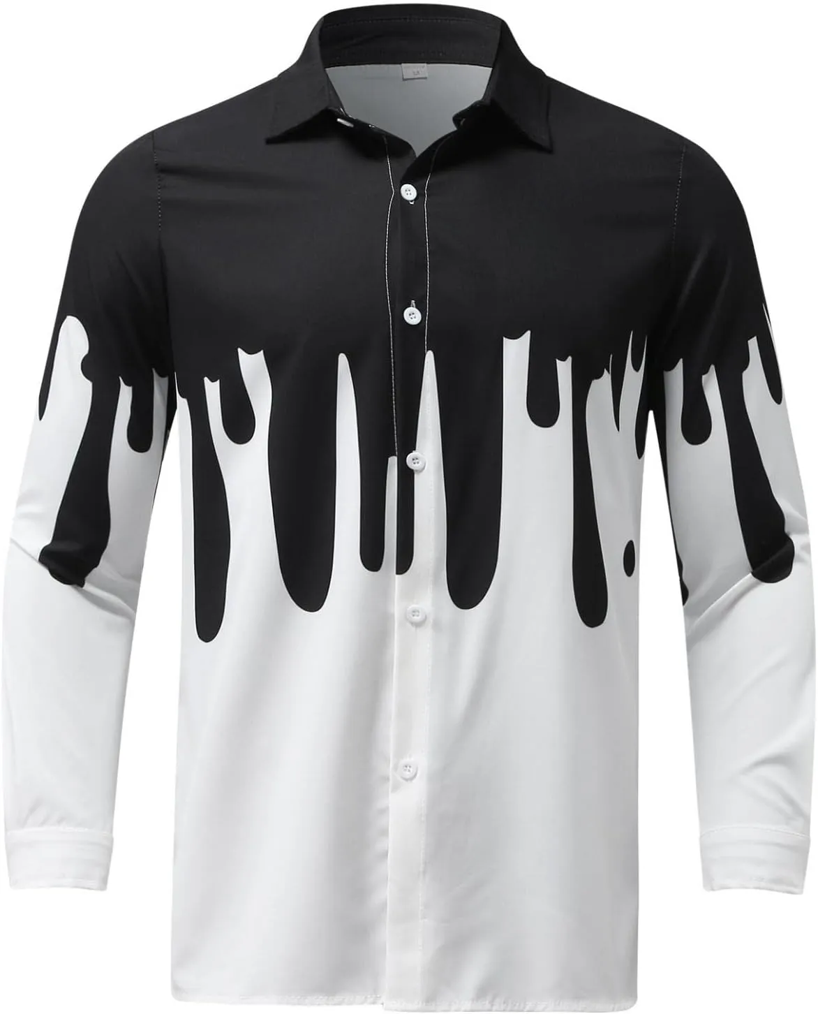 Mens Button Down Long Sleeve Dress Shirts Tie Dye Printed Business Work Poplin Shirt Wrinkle Resistant Designer Tops