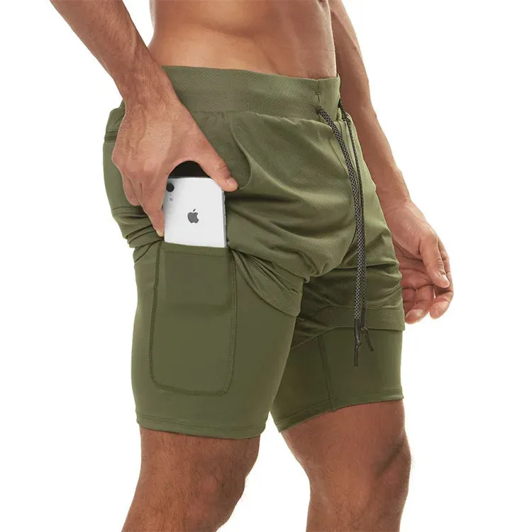 Men's Camo Running Double Layer Shorts: 2-in-1 Quick Dry, Breathable, Gym & Sports