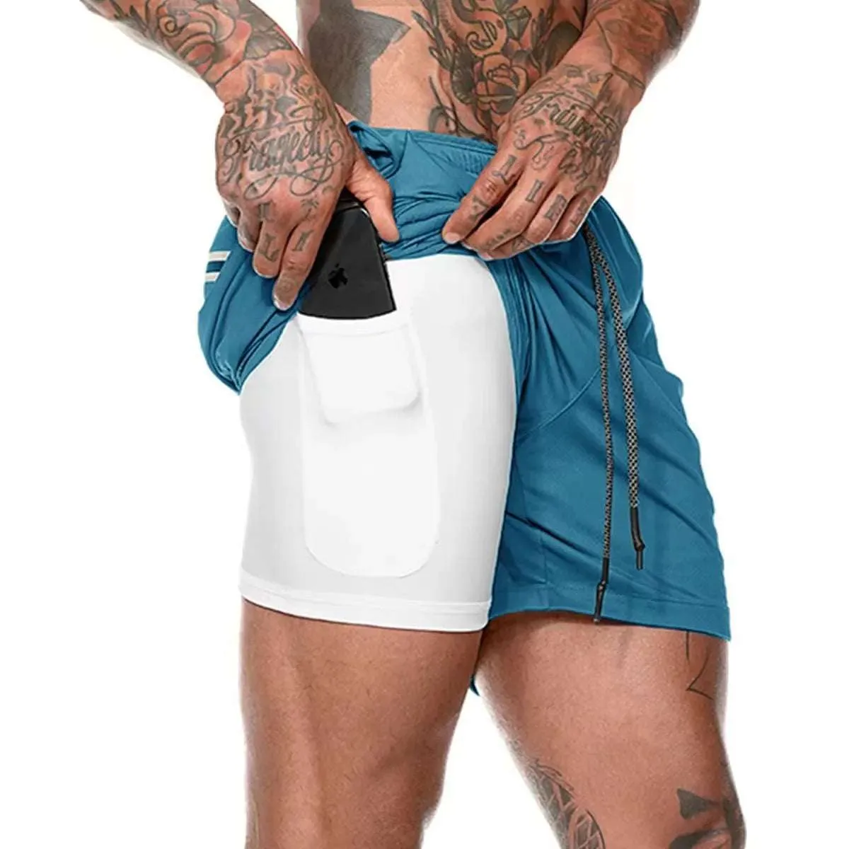 Men's Camo Running Double Layer Shorts: 2-in-1 Quick Dry, Breathable, Gym & Sports