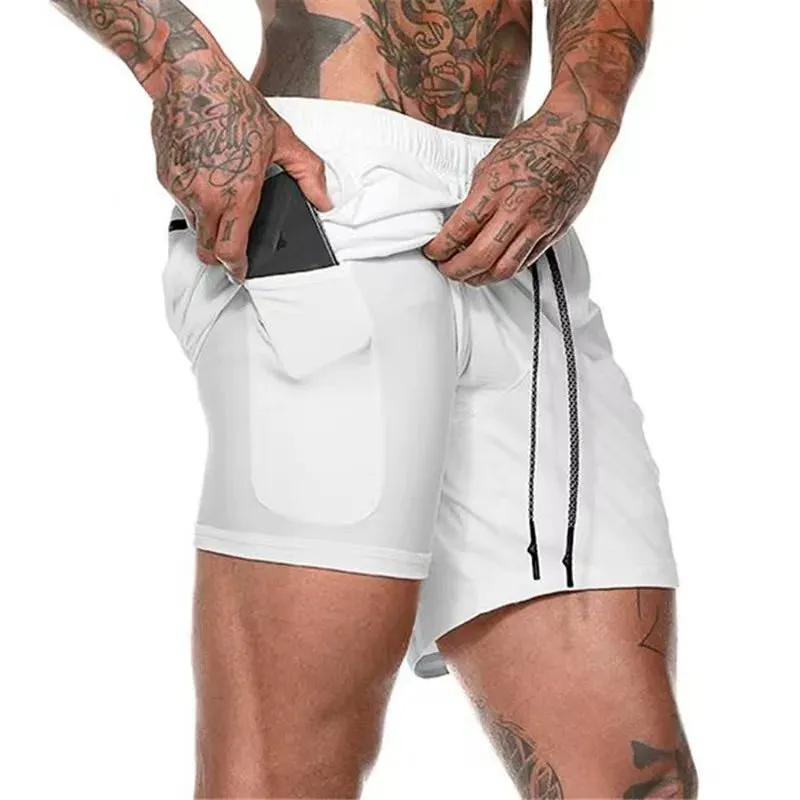 Men's Camo Running Double Layer Shorts: 2-in-1 Quick Dry, Breathable, Gym & Sports