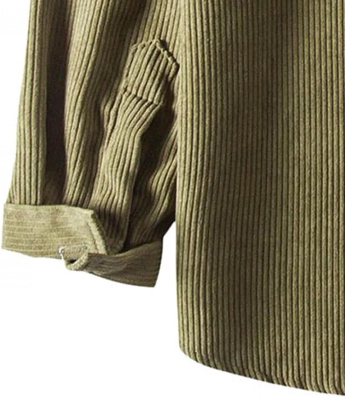 Men's Corduroy Shirts Jacket Casual Lightweight Button Down Long Sleeve Shirt Slim Fit Turn-Down Collar Ribbed Shacket