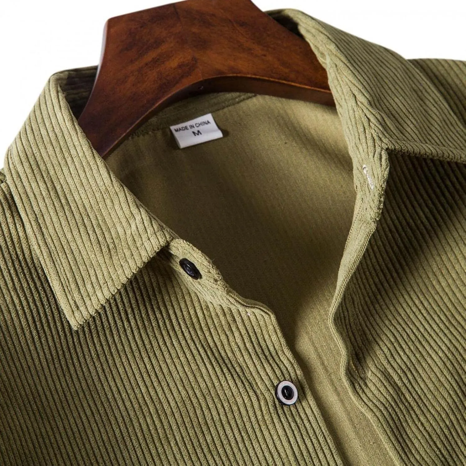Men's Corduroy Shirts Jacket Casual Lightweight Button Down Long Sleeve Shirt Slim Fit Turn-Down Collar Ribbed Shacket