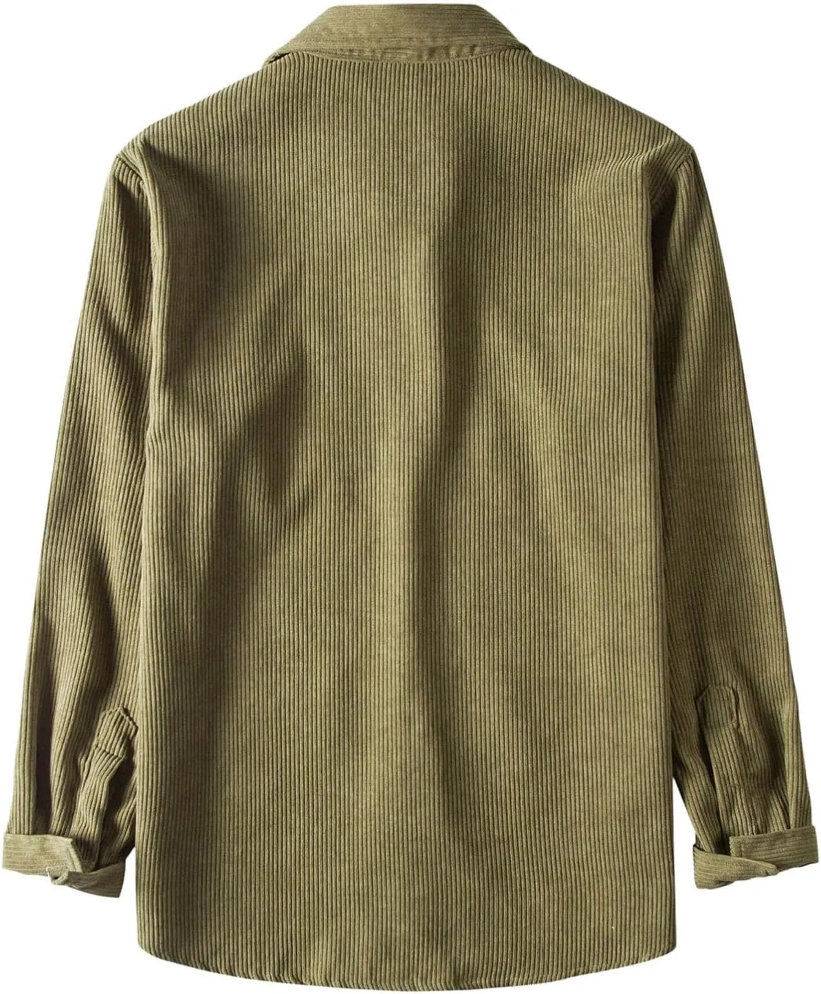 Men's Corduroy Shirts Jacket Casual Lightweight Button Down Long Sleeve Shirt Slim Fit Turn-Down Collar Ribbed Shacket
