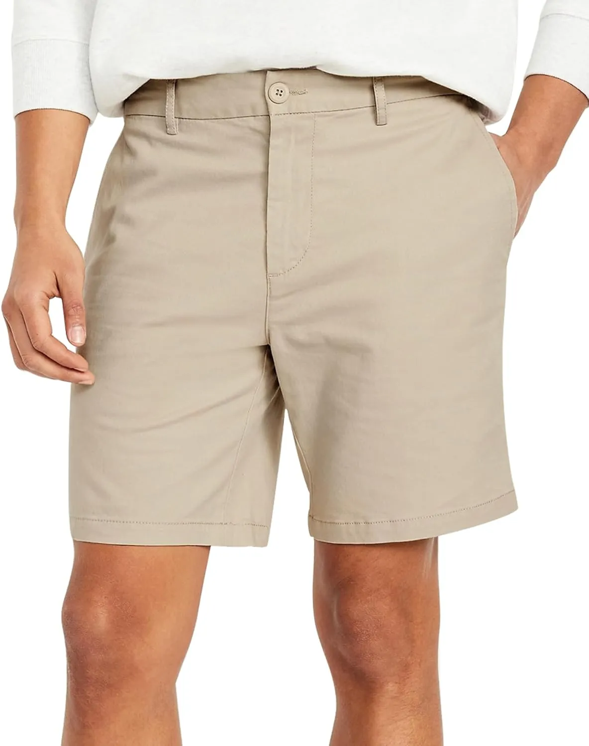Men's Cotton Chino Shorts Elastic Waist Straight Fit Casual Shorts Slim Lightweight Summer Shorts Plus Size