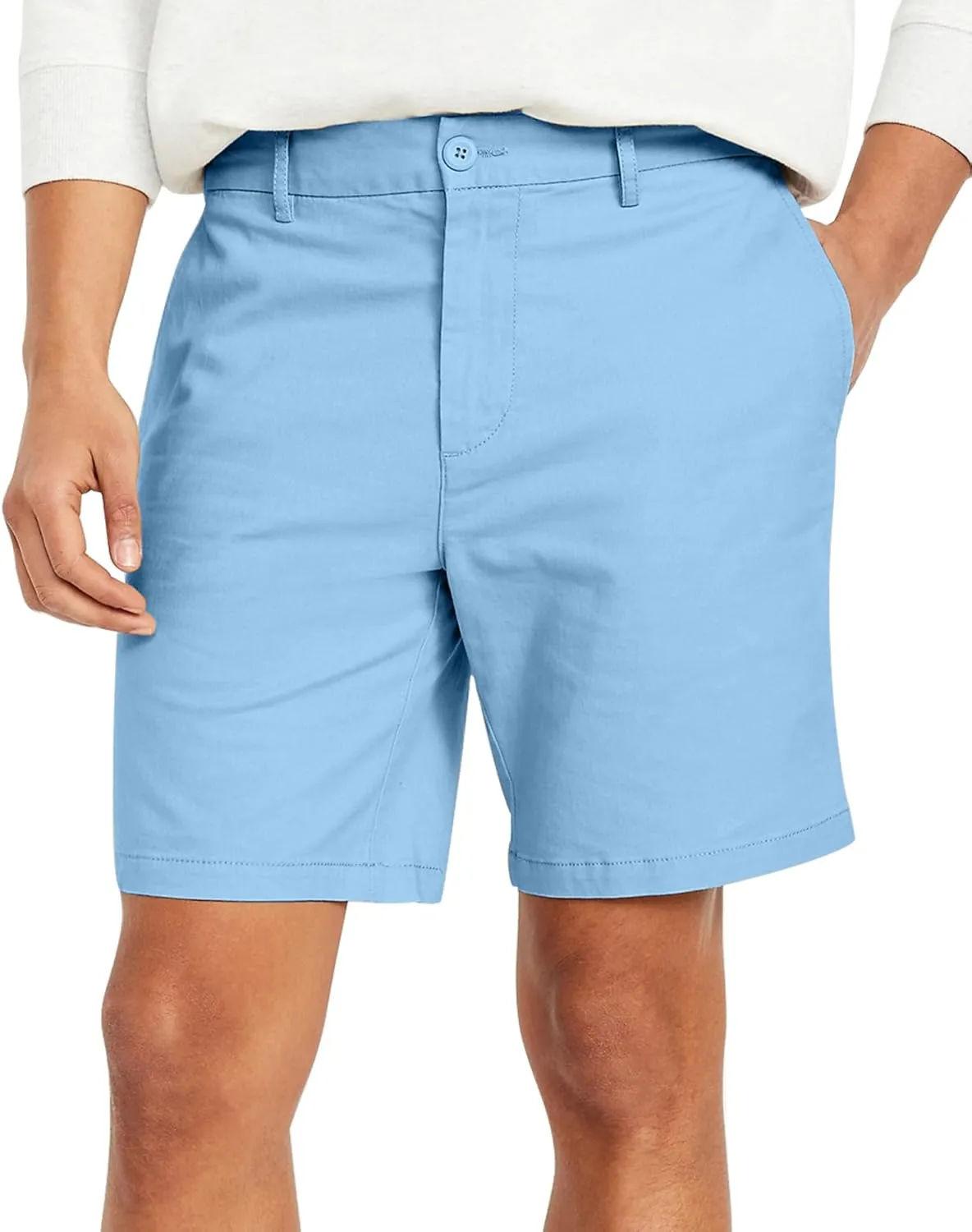 Men's Cotton Chino Shorts Elastic Waist Straight Fit Casual Shorts Slim Lightweight Summer Shorts Plus Size