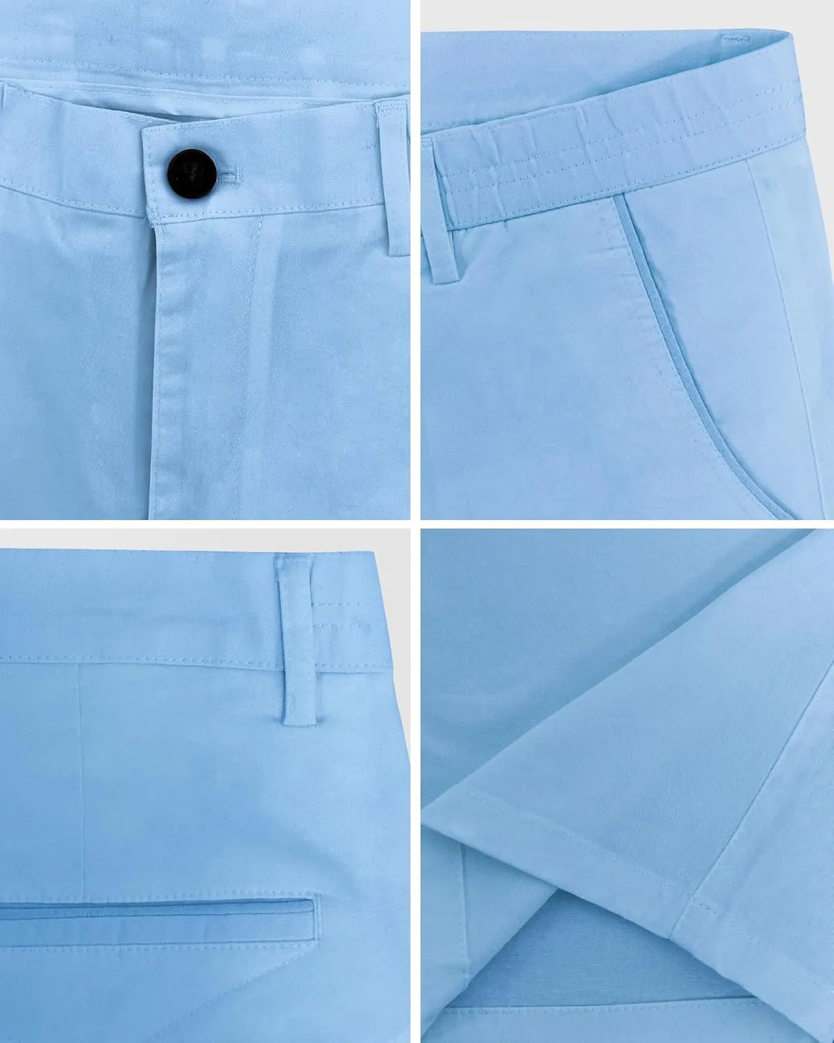 Men's Cotton Chino Shorts Elastic Waist Straight Fit Casual Shorts Slim Lightweight Summer Shorts Plus Size