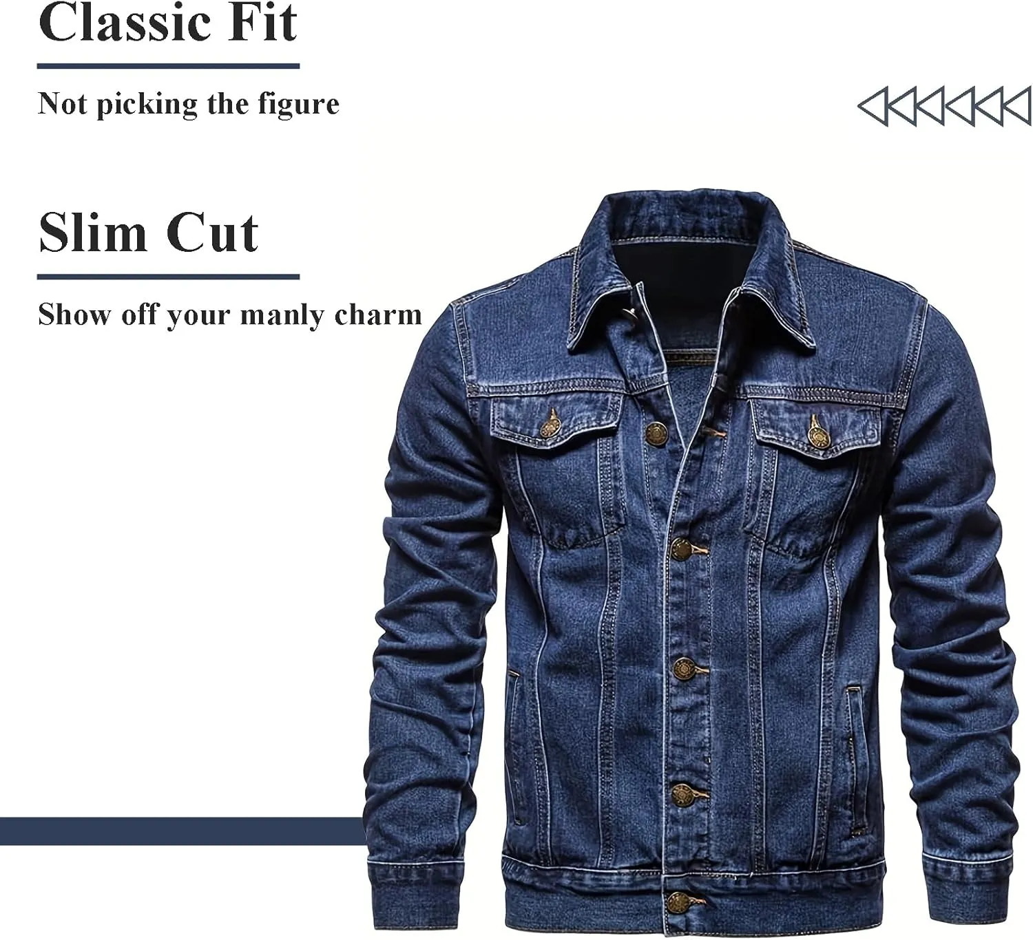 Men's Denim Jacket Vintage-Inspired Jean Jacket with Multiple Pockets - Cotton Blend, Machine Washable