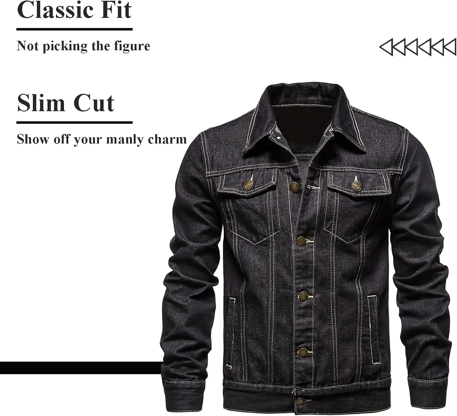 Men's Denim Jacket Vintage-Inspired Jean Jacket with Multiple Pockets - Cotton Blend, Machine Washable