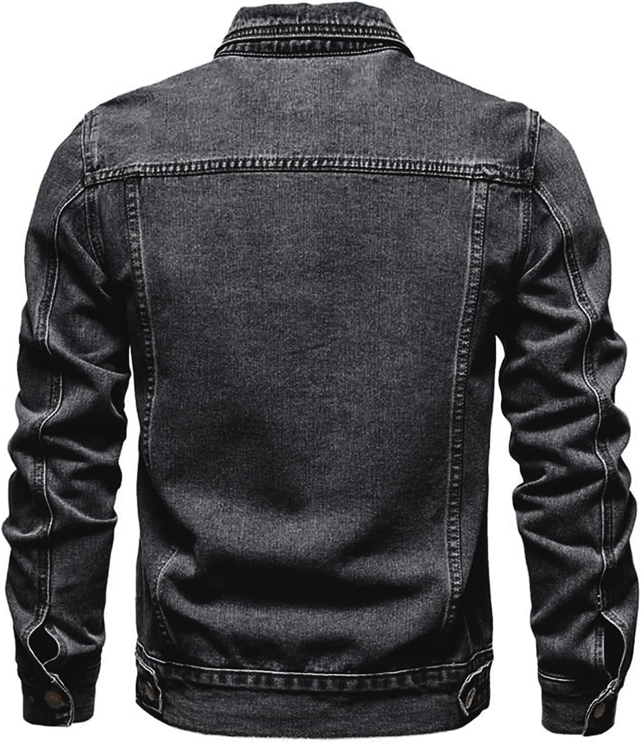 Men's Denim Jacket Vintage-Inspired Jean Jacket with Multiple Pockets - Cotton Blend, Machine Washable