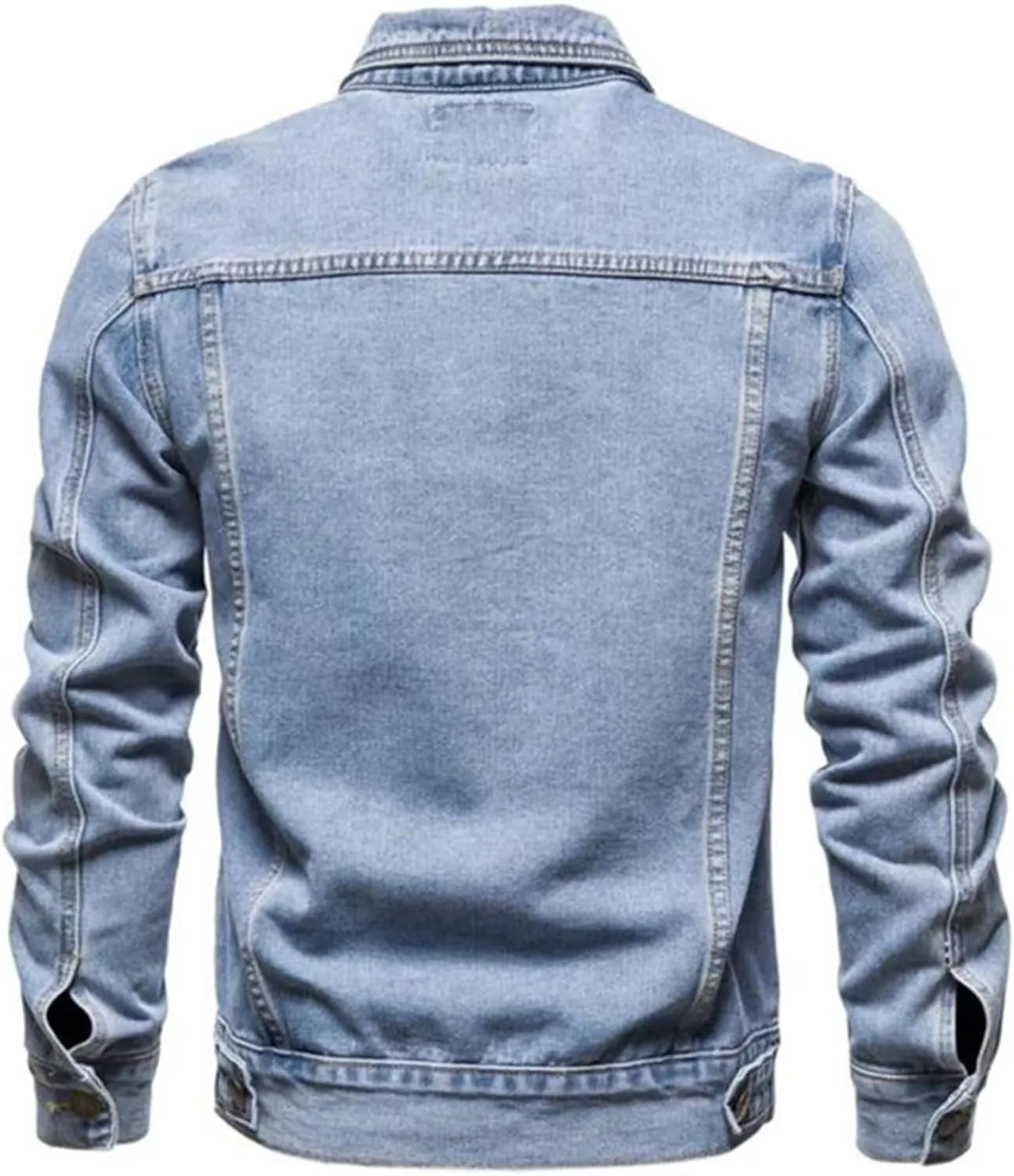 Men's Denim Jacket Vintage-Inspired Jean Jacket with Multiple Pockets - Cotton Blend, Machine Washable