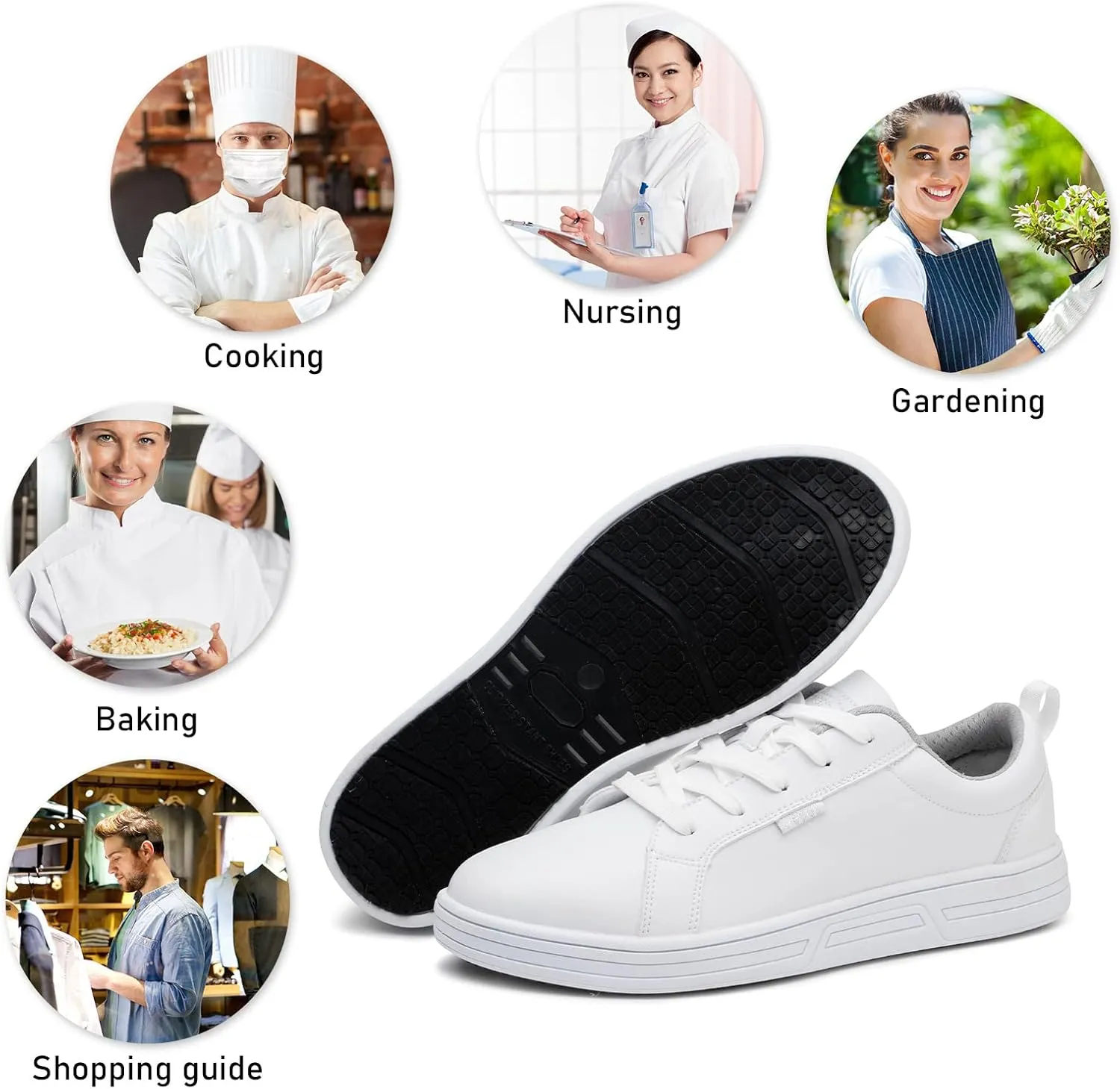 Mens Food Service Slip Resistant Work Shoes for Kitchen Restaurant Crew Nurse Shoe
