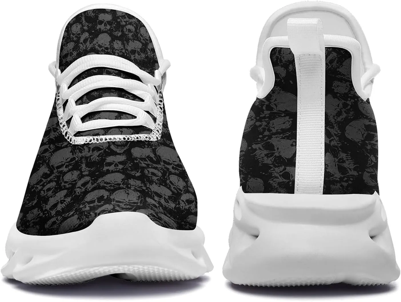 Men's Gothic Skull Running Shoes, Punk Rock Breathable Cushion Sports Walking Sneakers Gym Jogging Tennis Shoes