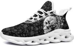 Men's Gothic Skull Running Shoes, Punk Rock Breathable Cushion Sports Walking Sneakers Gym Jogging Tennis Shoes