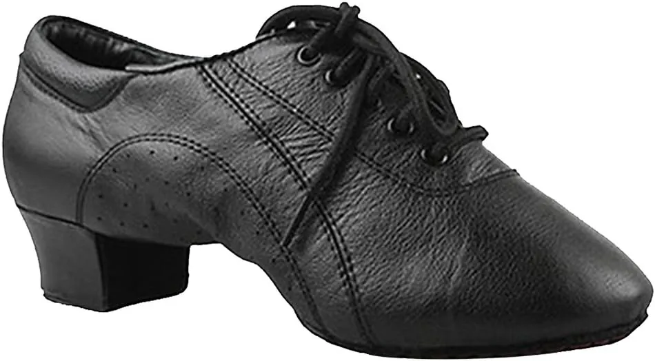 Mens Jazz Wedding Party Ballroom Tango Closed Toe Leather Chacha Dance Shoes, Black, 9.5