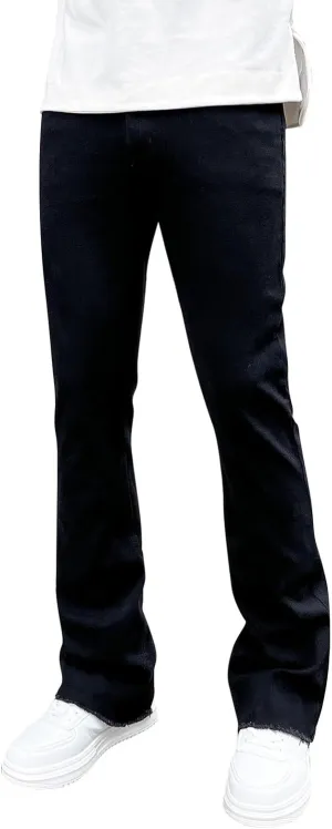 Mens Jeans Stretch Waistband Classic Denim Jeans Comfortable Flexible Pants Relaxed Wide Leg Denim Trouser Streetwear