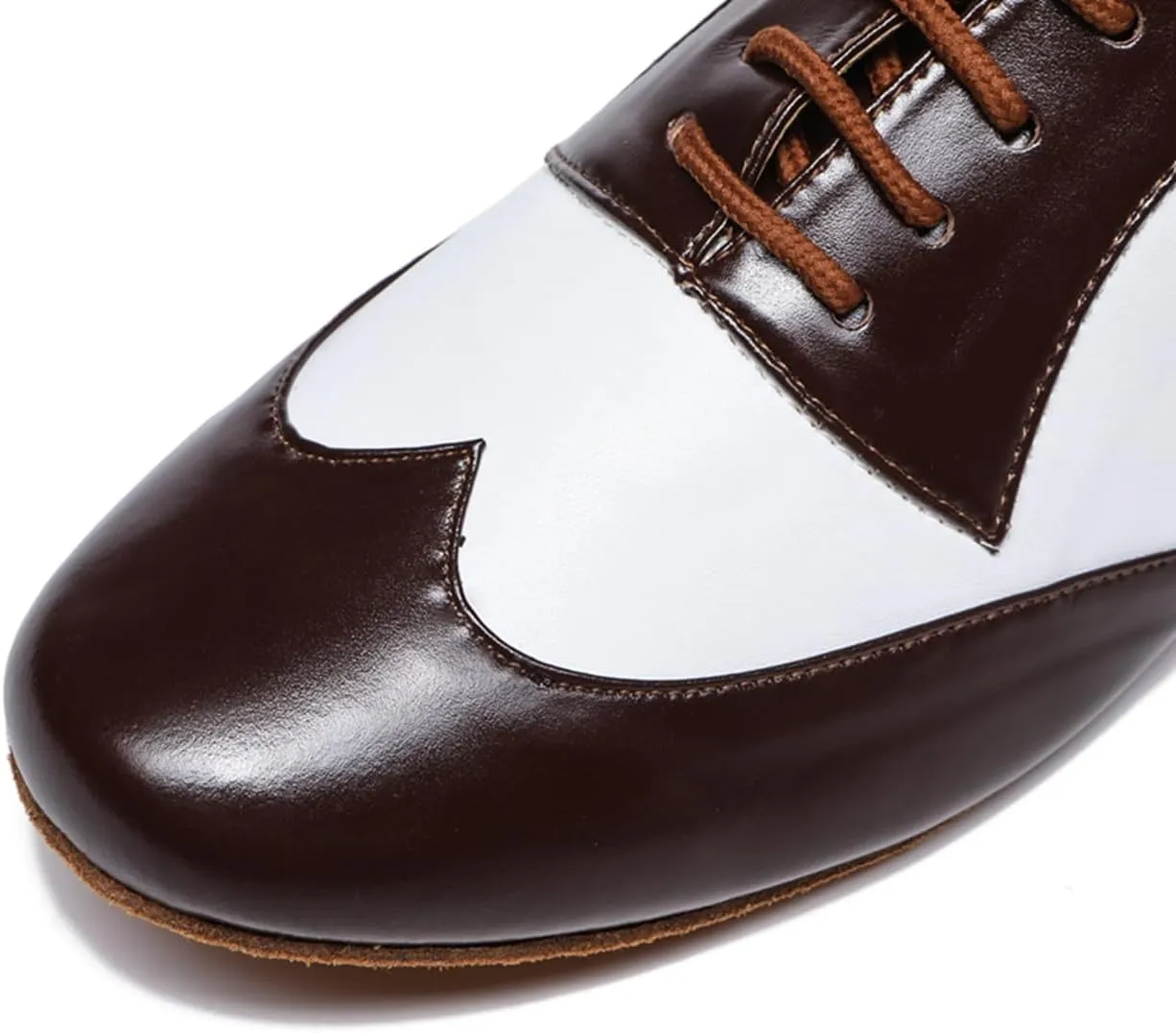 Men's Leather Round Toe Dancing Shoes for Latin Rumba Waltz Tango Performence Ballroom Dance Shoes