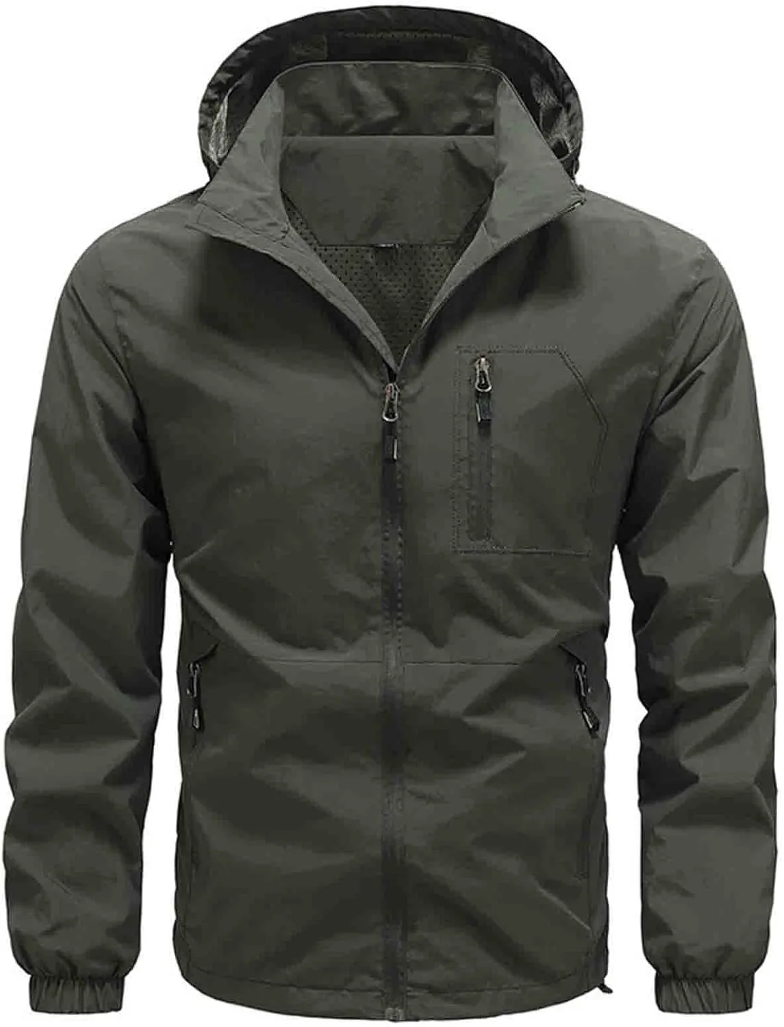 Mens Lightweight Windbreaker Casual Jackets Packable Shell Jacket Raincoat with Hood Hiking Travel Outdoor Outerwear
