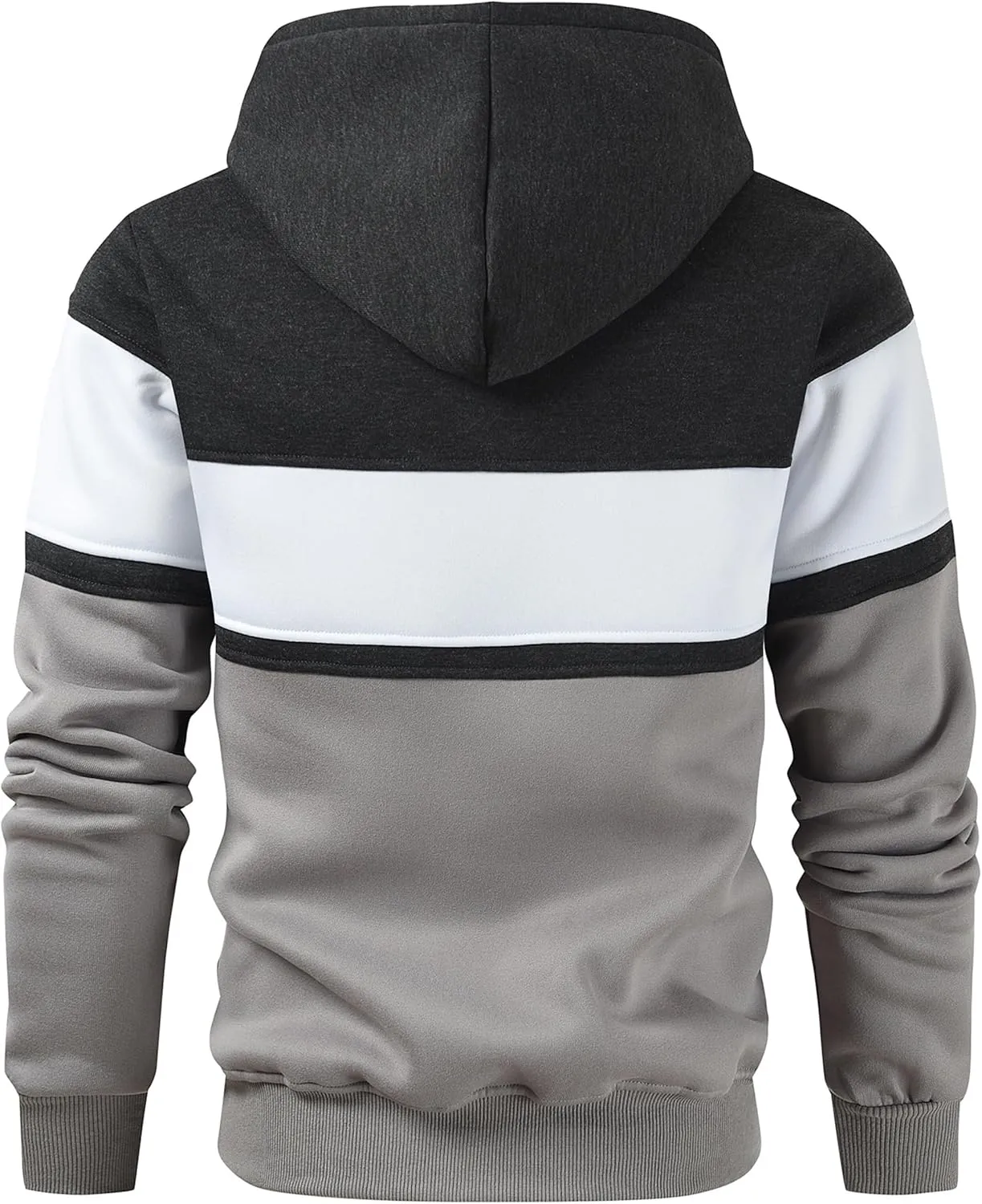 Men's Novelty Color Block Pullover Hoodie Casual Fleece Long Sleeve Hooded Sweatshirt