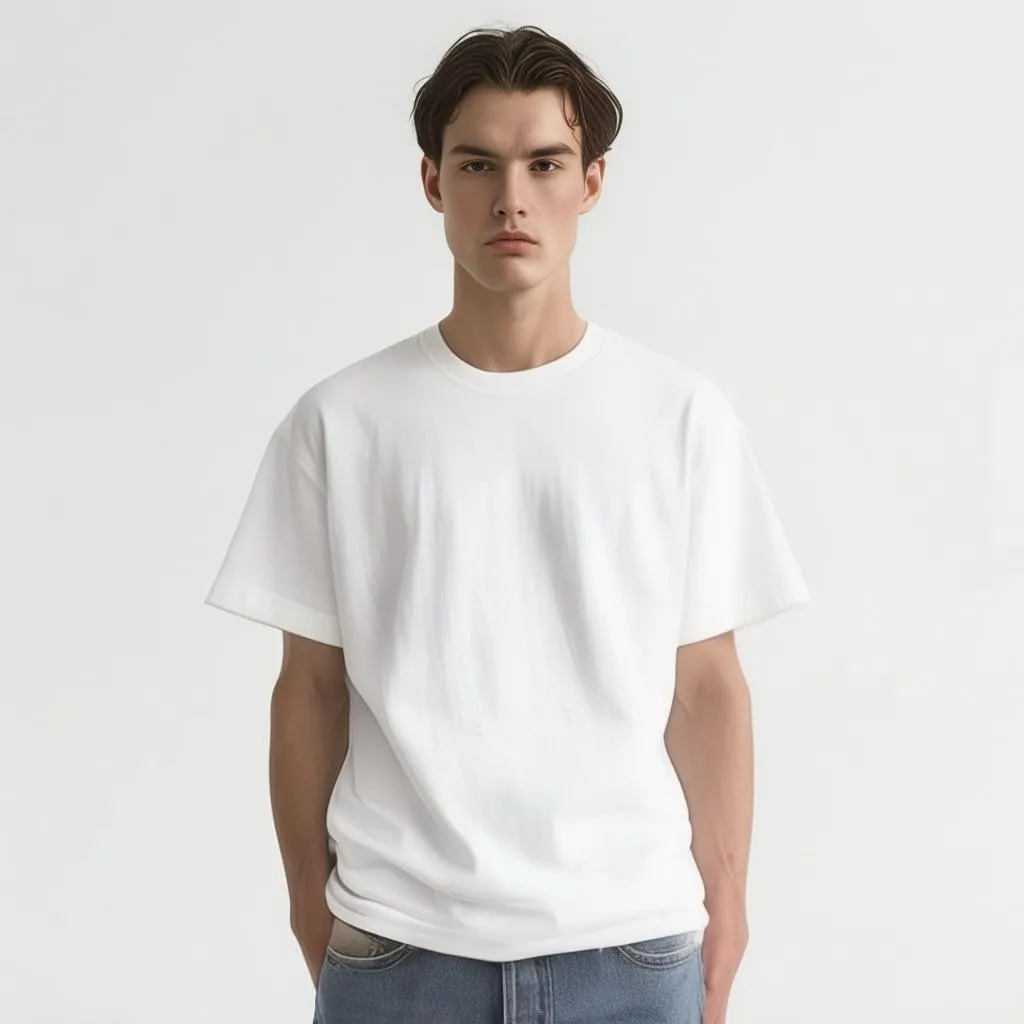 Mens Oversized T-Shirts Fashion Loose Fit Crewneck Tshirt Streetwear Heavyweight Short Sleeve Tee Shirt