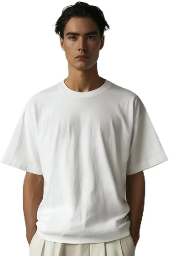Mens Oversized T-Shirts Fashion Loose Fit Crewneck Tshirt Streetwear Heavyweight Short Sleeve Tee Shirt