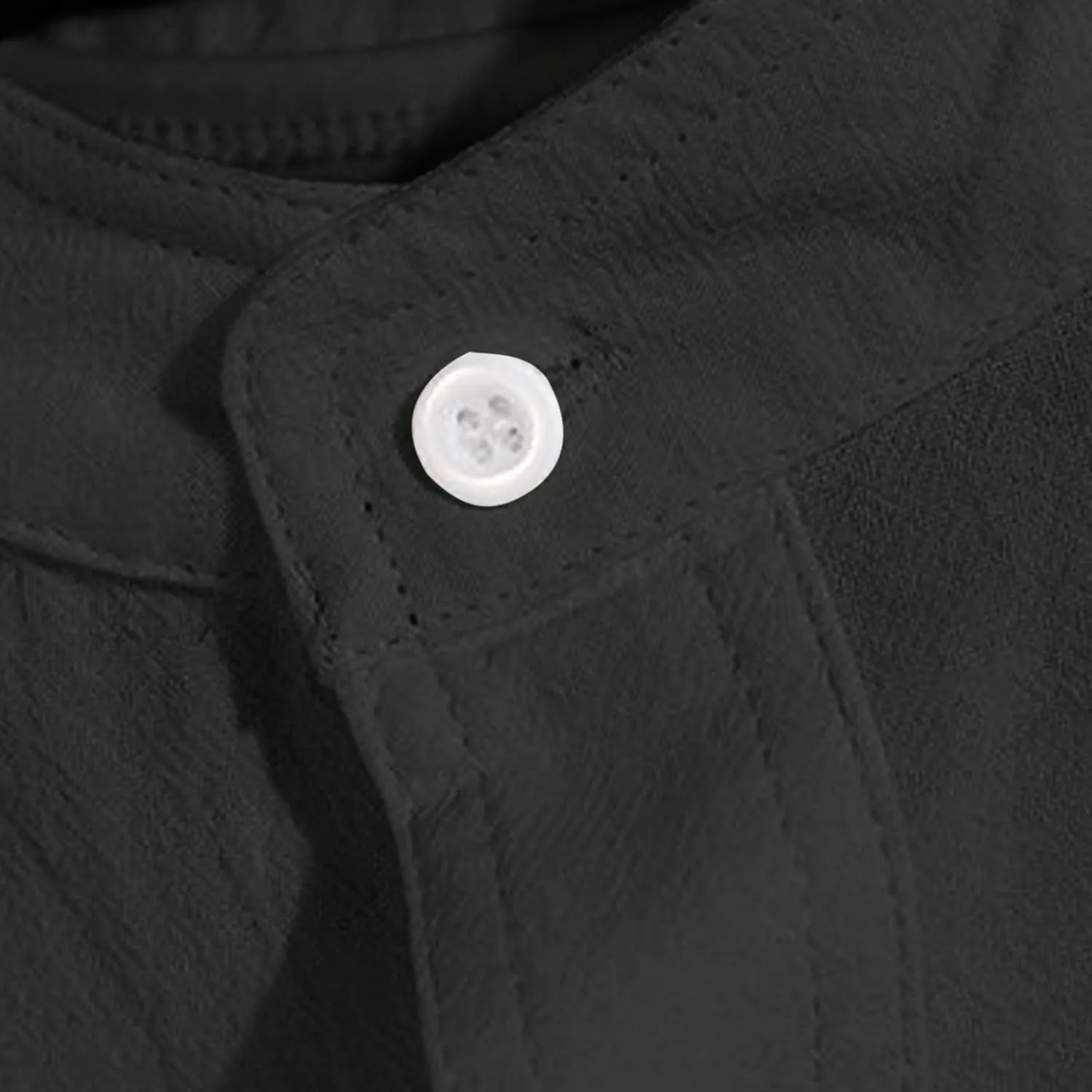 Mens Shirt Jacket Summer Cotton Linen Button Down Blouses Plain Tops Heavyweight Long Sleeve Shacket with Pockets