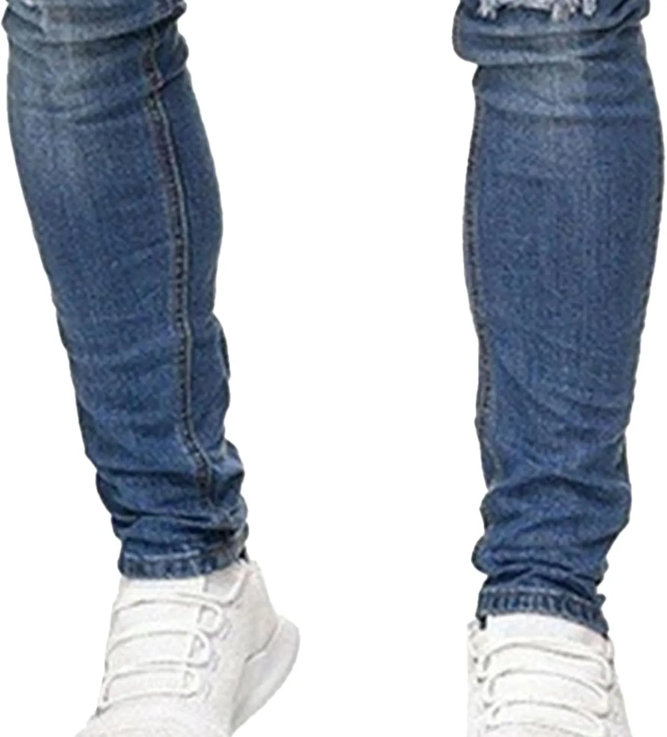 Men's Skinny Distressed Vintage Jeans Ripped Casual Outdoor Denim Pants Slim Fit Stretch Jeans Trouser