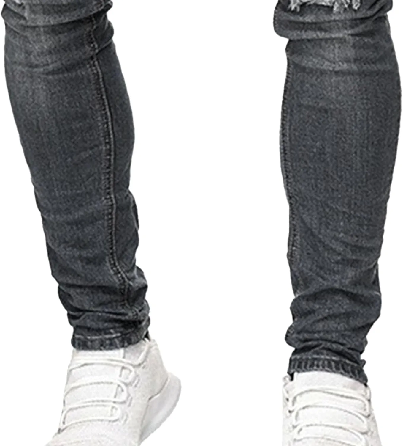 Men's Skinny Distressed Vintage Jeans Ripped Casual Outdoor Denim Pants Slim Fit Stretch Jeans Trouser