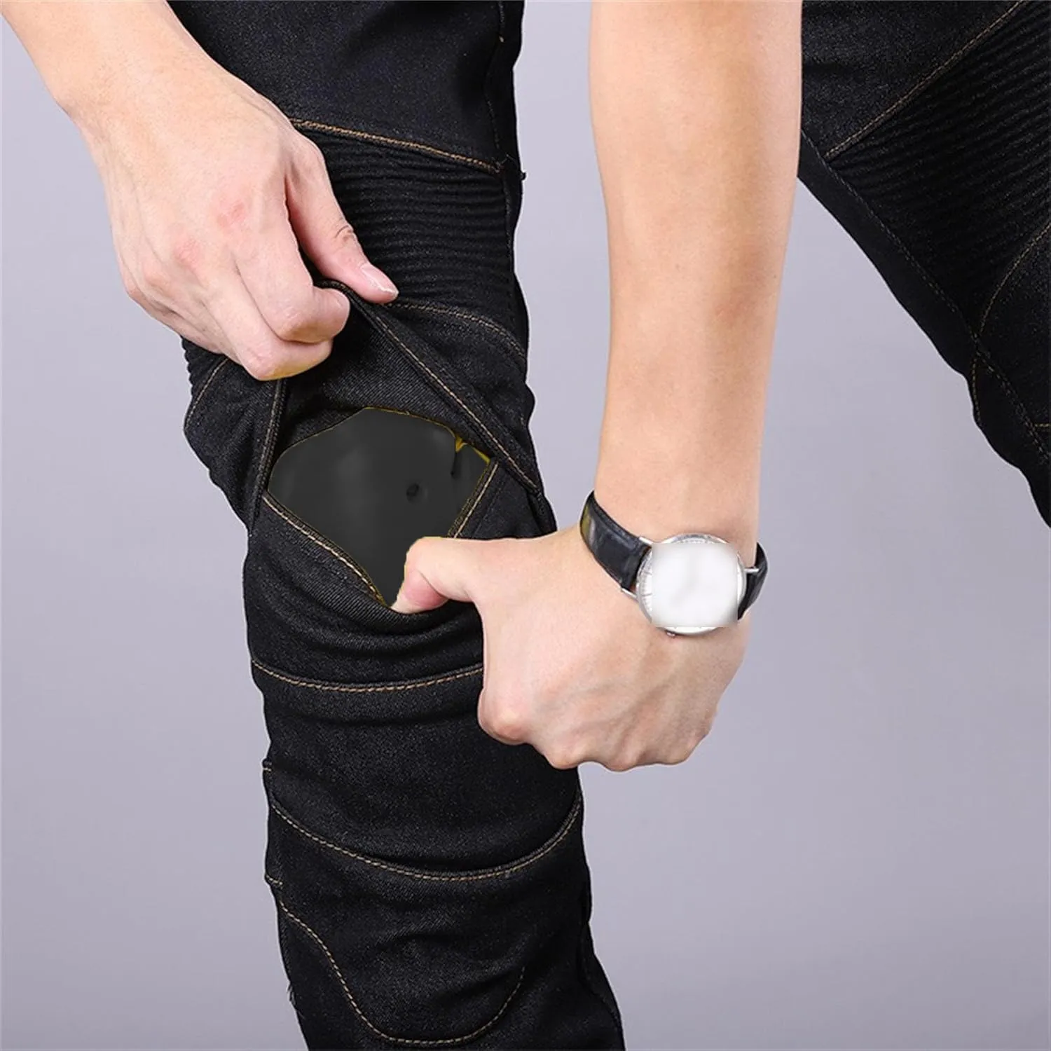 Men's Straight Leg Biker Moto Jeans Vintage Casual Workwear Denim Jeans Fashion Slim Fit Streetwear Jeans