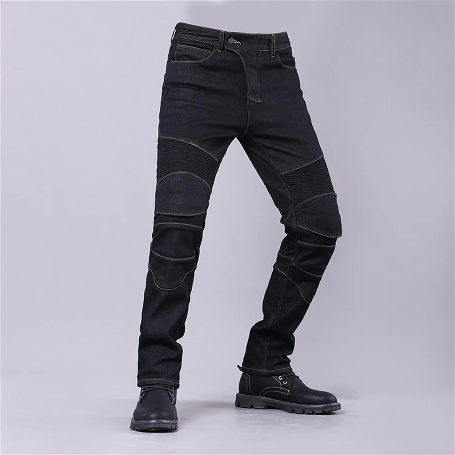 Men's Straight Leg Biker Moto Jeans Vintage Casual Workwear Denim Jeans Fashion Slim Fit Streetwear Jeans