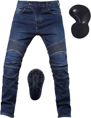 Men's Straight Leg Biker Moto Jeans Vintage Casual Workwear Denim Jeans Fashion Slim Fit Streetwear Jeans