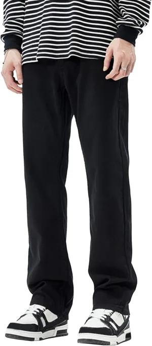 Men's Straight Leg Relaxed Fit Jeans Casual Solid Outdoor Denim Pants Comfort Classic Jeans Trouser