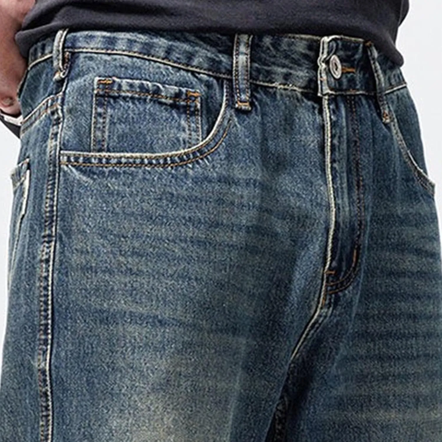 Men's Straight Leg Relaxed Fit Jeans Casual Solid Outdoor Denim Pants Comfort Classic Jeans Trouser