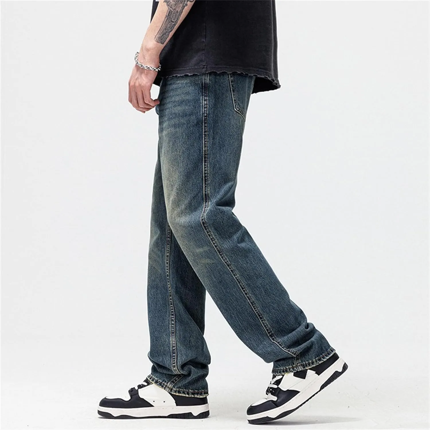 Men's Straight Leg Relaxed Fit Jeans Casual Solid Outdoor Denim Pants Comfort Classic Jeans Trouser