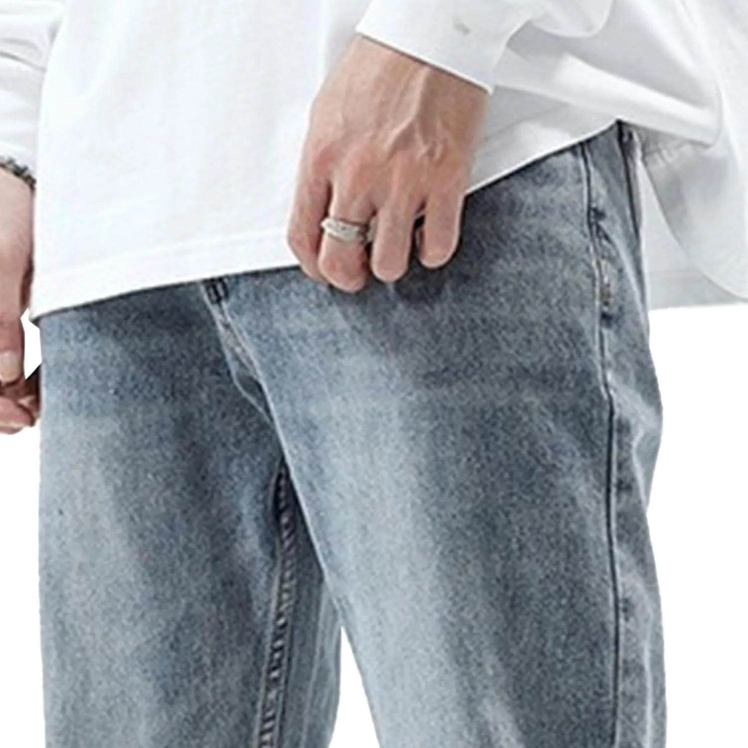 Men's Straight Leg Relaxed Fit Jeans Casual Solid Outdoor Denim Pants Comfort Classic Jeans Trouser