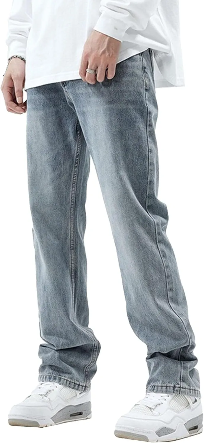 Men's Straight Leg Relaxed Fit Jeans Casual Solid Outdoor Denim Pants Comfort Classic Jeans Trouser