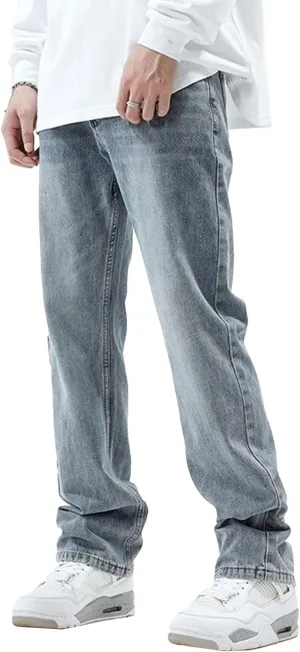 Men's Straight Leg Relaxed Fit Jeans Casual Solid Outdoor Denim Pants Comfort Classic Jeans Trouser